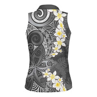 Gray Polynesian Tribal Frangipani Tropical Vibe Women Sleeveless Polo Shirt LT14 - Polynesian Pride