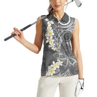 Gray Polynesian Tribal Frangipani Tropical Vibe Women Sleeveless Polo Shirt LT14 - Polynesian Pride