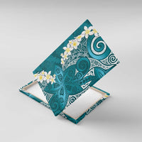 Cyan Polynesian Tribal Frangipani Tropical Vibe Canvas Wall Art