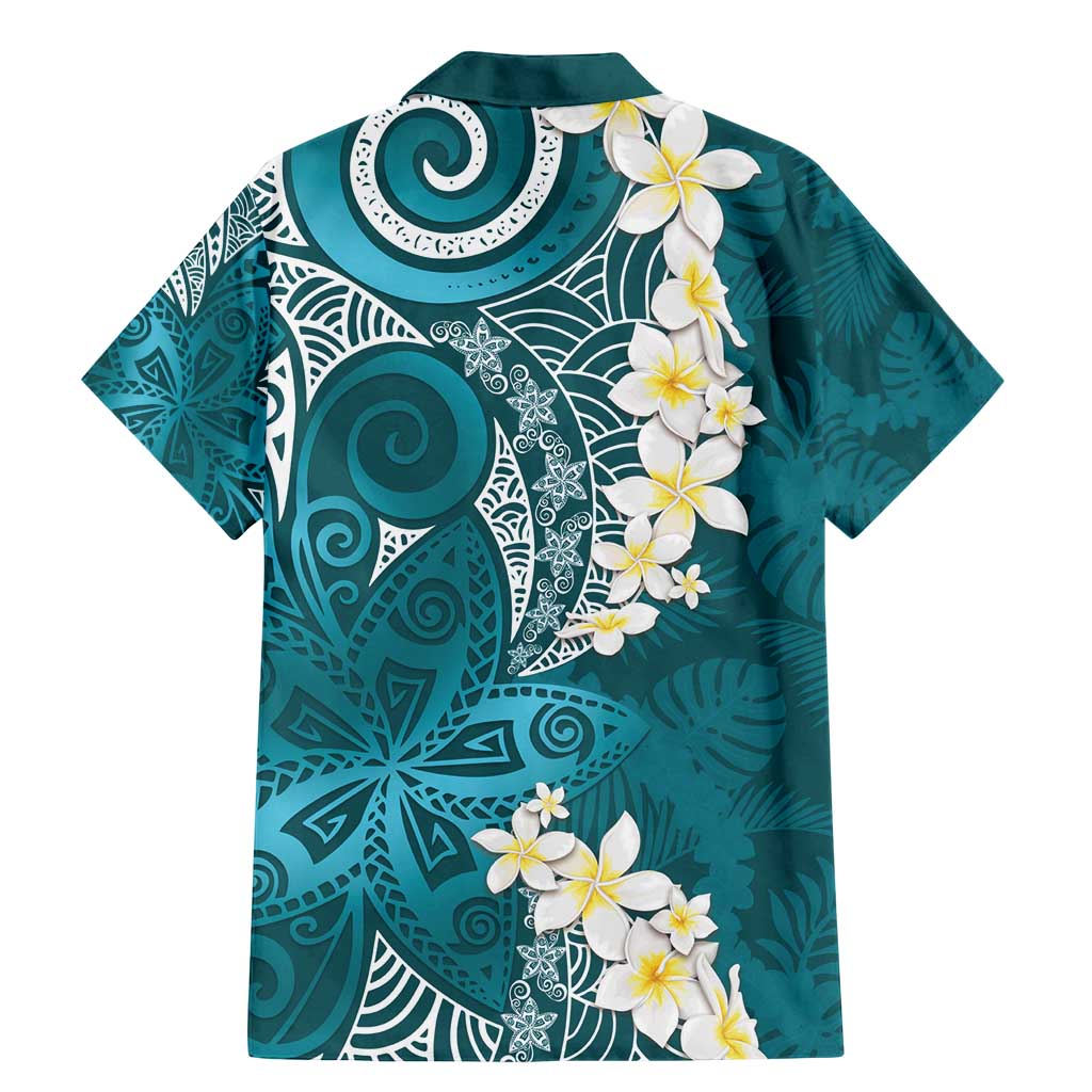 Cyan Polynesian Tribal Frangipani Tropical Vibe Family Matching Mermaid Dress and Hawaiian Shirt LT14 - Polynesian Pride