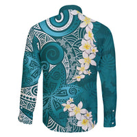 Cyan Polynesian Tribal Frangipani Tropical Vibe Family Matching Summer Maxi Dress and Hawaiian Shirt LT14 - Polynesian Pride
