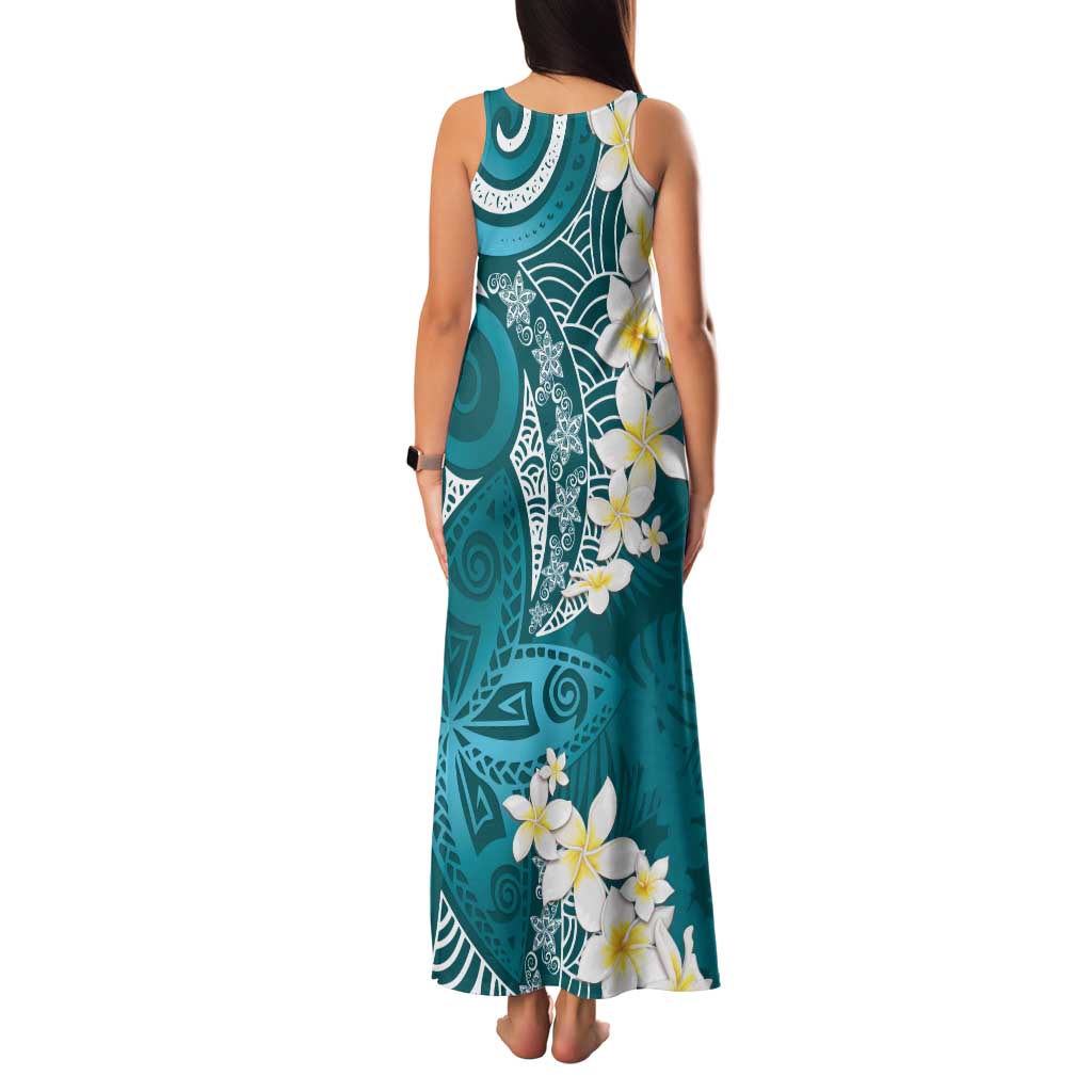 Cyan Polynesian Tribal Frangipani Tropical Vibe Family Matching Tank Maxi Dress and Hawaiian Shirt LT14 - Polynesian Pride