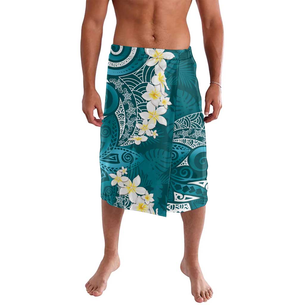 Cyan Polynesian Tribal Frangipani Tropical Vibe Lavalava LT14 Cyan - Polynesian Pride
