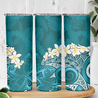 Cyan Polynesian Tribal Frangipani Tropical Vibe Skinny Tumbler LT14 - Polynesian Pride