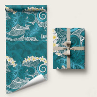 Cyan Polynesian Tribal Frangipani Tropical Vibe Wrapping Paper LT14 58" × 23" Cyan - Polynesian Pride