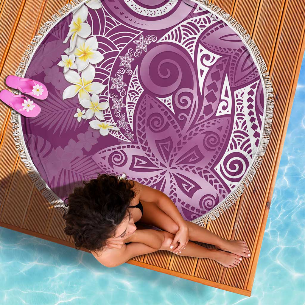 Pink Polynesian Tribal Frangipani Tropical Vibe Beach Blanket