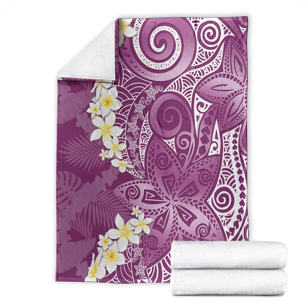 Pink Polynesian Tribal Frangipani Tropical Vibe Blanket