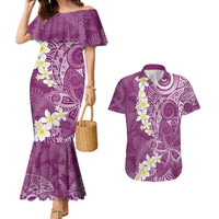 Pink Polynesian Tribal Frangipani Tropical Vibe Couples Matching Mermaid Dress and Hawaiian Shirt LT14 Pink - Polynesian Pride