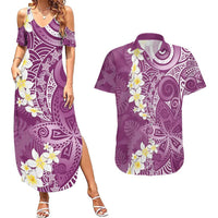 Pink Polynesian Tribal Frangipani Tropical Vibe Couples Matching Summer Maxi Dress and Hawaiian Shirt LT14 Pink - Polynesian Pride