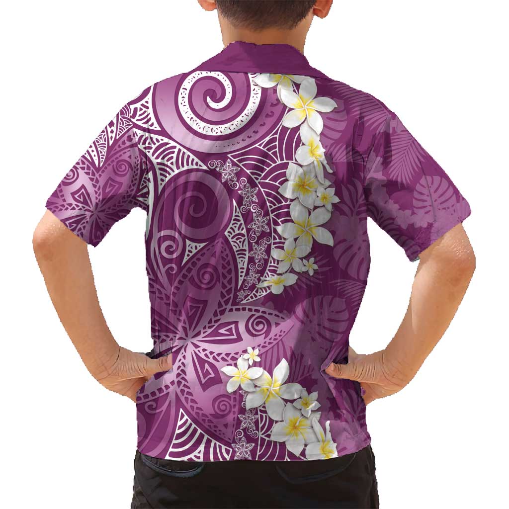 Pink Polynesian Tribal Frangipani Tropical Vibe Family Matching Long Sleeve Bodycon Dress and Hawaiian Shirt LT14 - Polynesian Pride