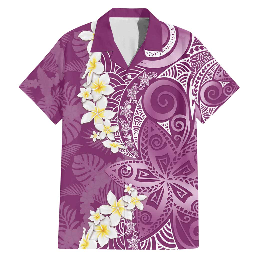 Pink Polynesian Tribal Frangipani Tropical Vibe Family Matching Mermaid Dress and Hawaiian Shirt LT14 Dad's Shirt - Short Sleeve Pink - Polynesian Pride