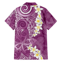 Pink Polynesian Tribal Frangipani Tropical Vibe Family Matching Off Shoulder Maxi Dress and Hawaiian Shirt LT14 - Polynesian Pride