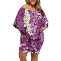 Pink Polynesian Tribal Frangipani Tropical Vibe Family Matching Off Shoulder Short Dress and Hawaiian Shirt LT14 Mom's Dress Pink - Polynesian Pride