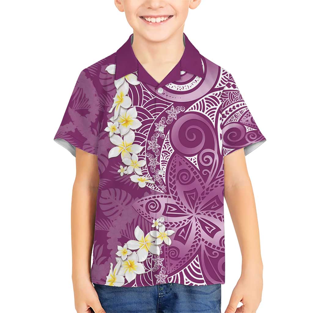 Pink Polynesian Tribal Frangipani Tropical Vibe Family Matching Short Sleeve Bodycon Dress and Hawaiian Shirt LT14 Son's Shirt Pink - Polynesian Pride
