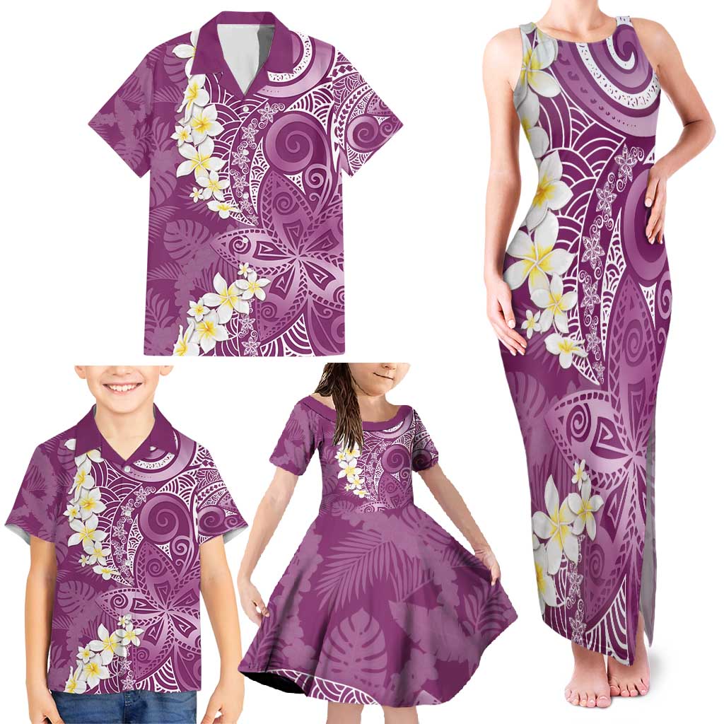 Pink Polynesian Tribal Frangipani Tropical Vibe Family Matching Tank Maxi Dress and Hawaiian Shirt LT14 - Polynesian Pride