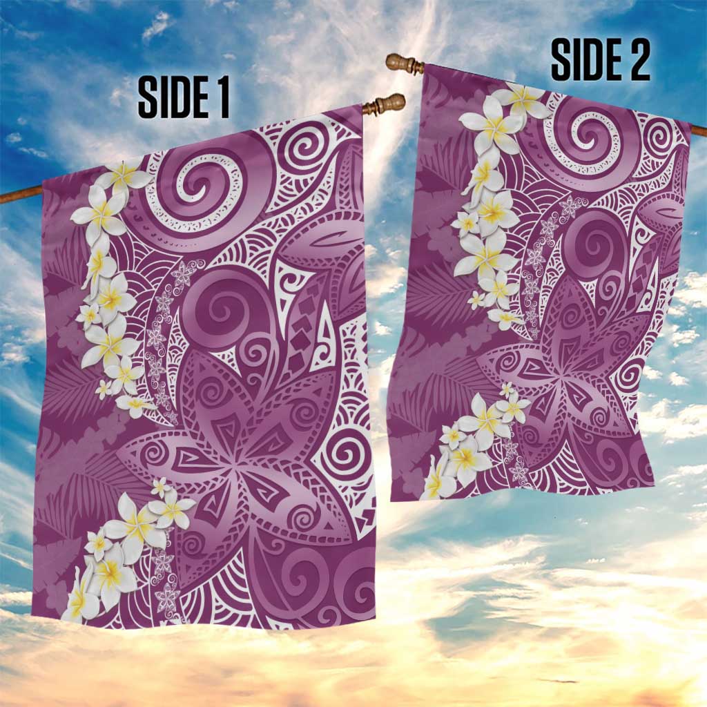 Pink Polynesian Tribal Frangipani Tropical Vibe Garden Flag