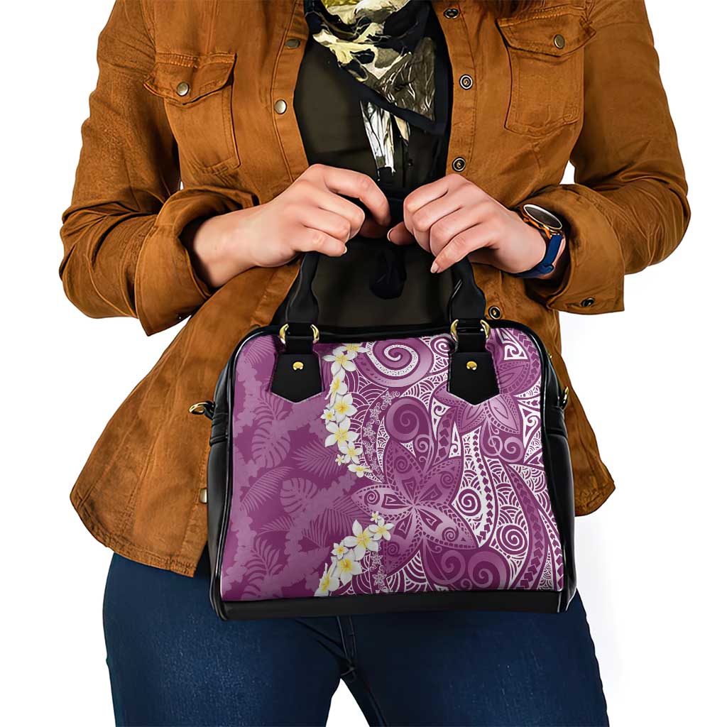 Pink Polynesian Tribal Frangipani Tropical Vibe Shoulder Handbag