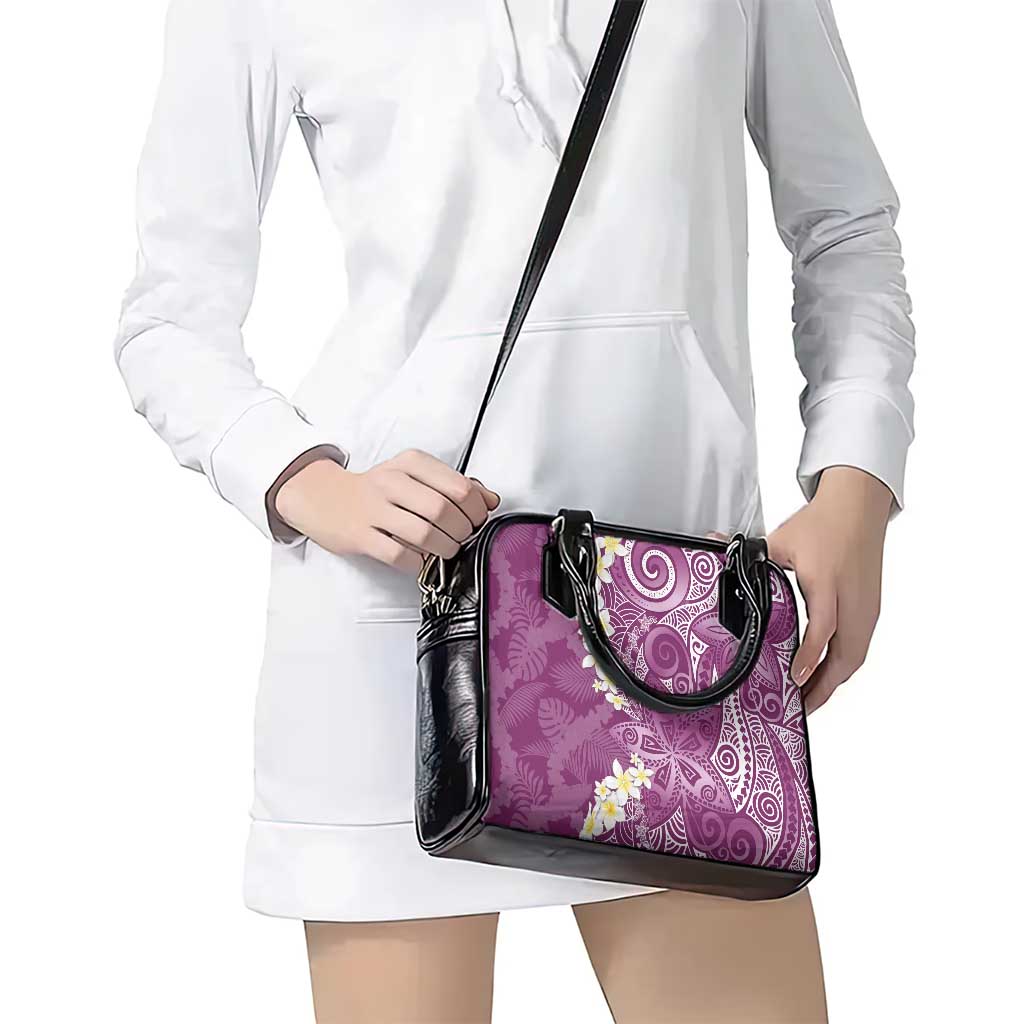 Pink Polynesian Tribal Frangipani Tropical Vibe Shoulder Handbag