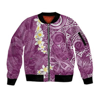 Pink Polynesian Tribal Frangipani Tropical Vibe Sleeve Zip Bomber Jacket LT14 Unisex Pink - Polynesian Pride