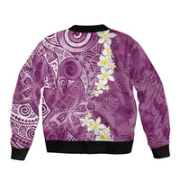 Pink Polynesian Tribal Frangipani Tropical Vibe Sleeve Zip Bomber Jacket LT14 - Polynesian Pride