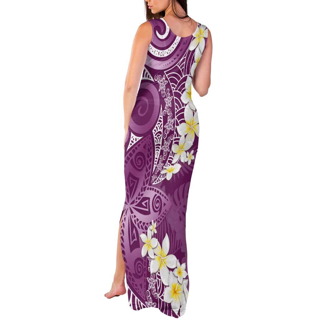 Pink Polynesian Tribal Frangipani Tropical Vibe Tank Maxi Dress
