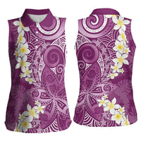 Pink Polynesian Tribal Frangipani Tropical Vibe Women Sleeveless Polo Shirt LT14 - Polynesian Pride