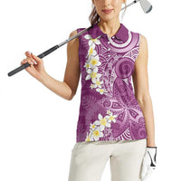 Pink Polynesian Tribal Frangipani Tropical Vibe Women Sleeveless Polo Shirt LT14 - Polynesian Pride