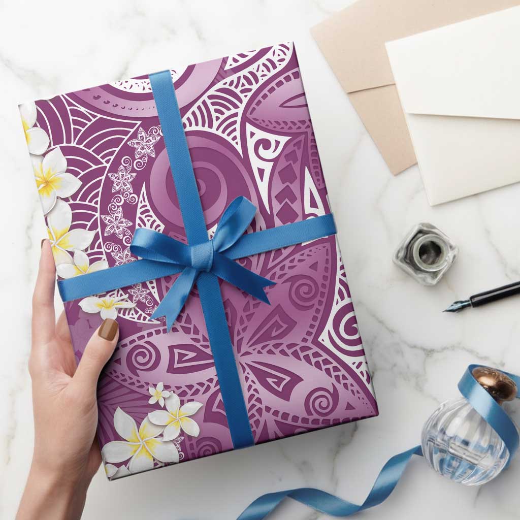 Pink Polynesian Tribal Frangipani Tropical Vibe Wrapping Paper - Polynesian Pride