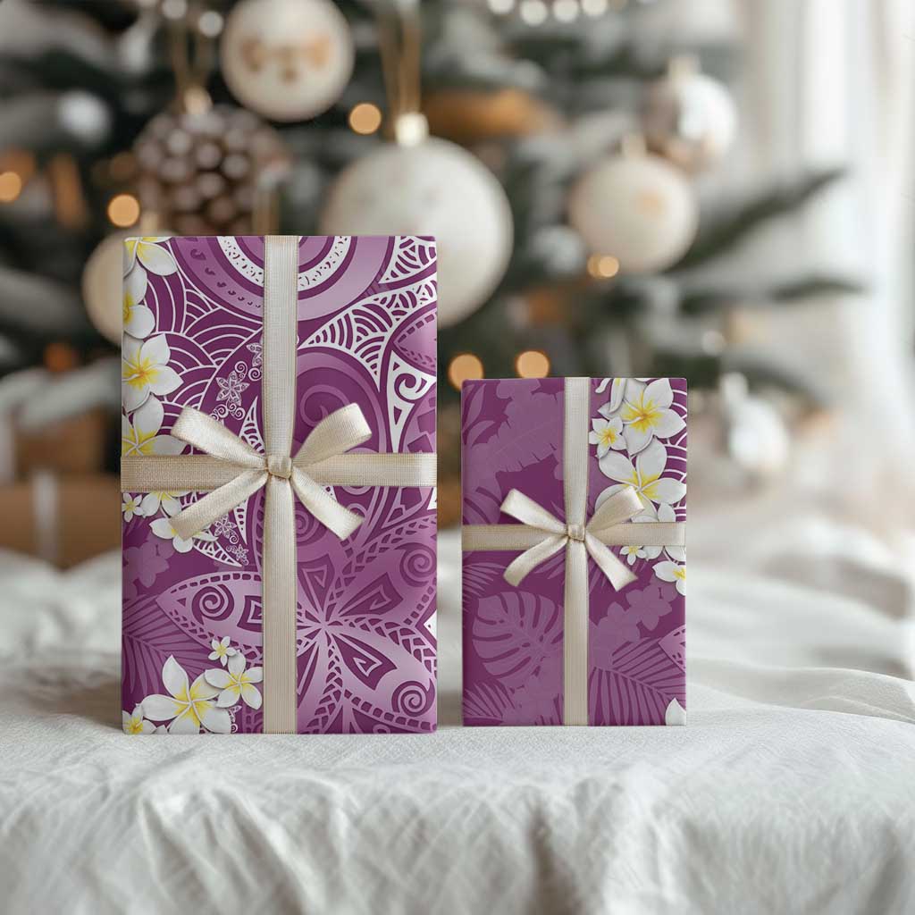 Pink Polynesian Tribal Frangipani Tropical Vibe Wrapping Paper - Polynesian Pride