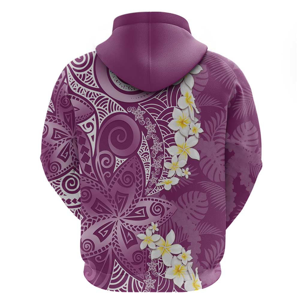 Pink Polynesian Tribal Frangipani Tropical Vibe Zip Hoodie