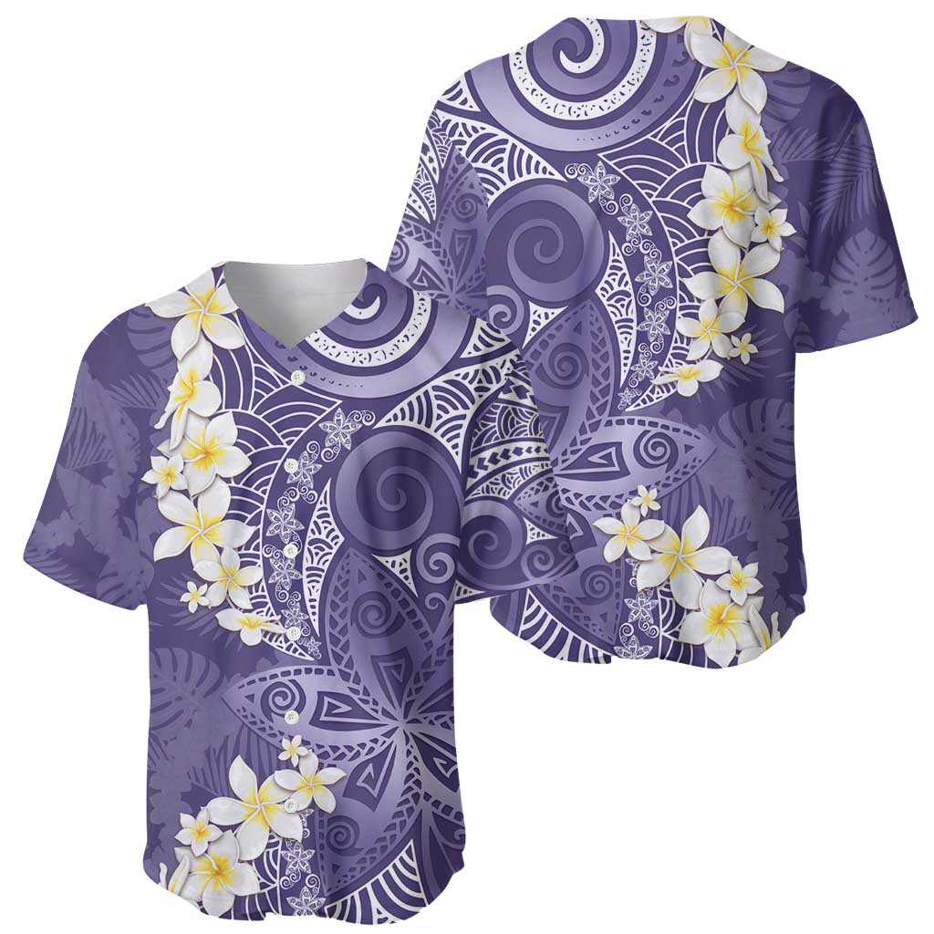 Violet Polynesian Tribal Frangipani Tropical Vibe Baseball Jersey LT14 - Polynesian Pride