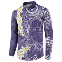 Violet Polynesian Tribal Frangipani Tropical Vibe Button Sweatshirt