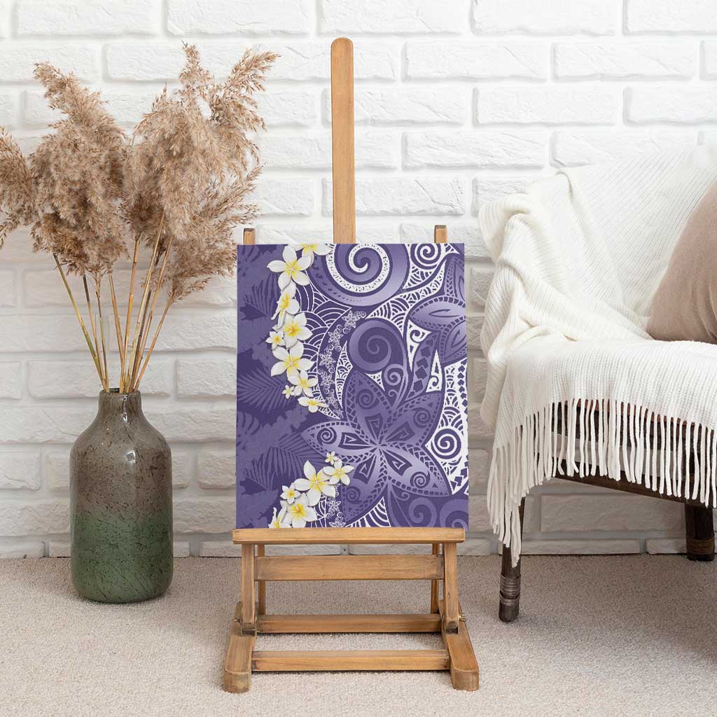 Violet Polynesian Tribal Frangipani Tropical Vibe Canvas Wall Art