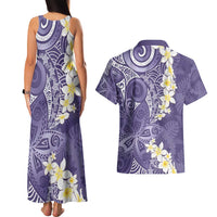 Violet Polynesian Tribal Frangipani Tropical Vibe Couples Matching Tank Maxi Dress and Hawaiian Shirt LT14 - Polynesian Pride