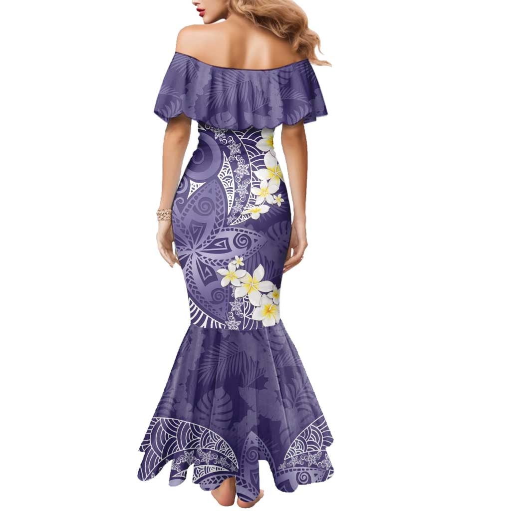 Violet Polynesian Tribal Frangipani Tropical Vibe Family Matching Mermaid Dress and Hawaiian Shirt LT14 - Polynesian Pride