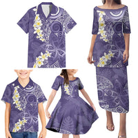 Violet Polynesian Tribal Frangipani Tropical Vibe Family Matching Puletasi and Hawaiian Shirt LT14 - Polynesian Pride
