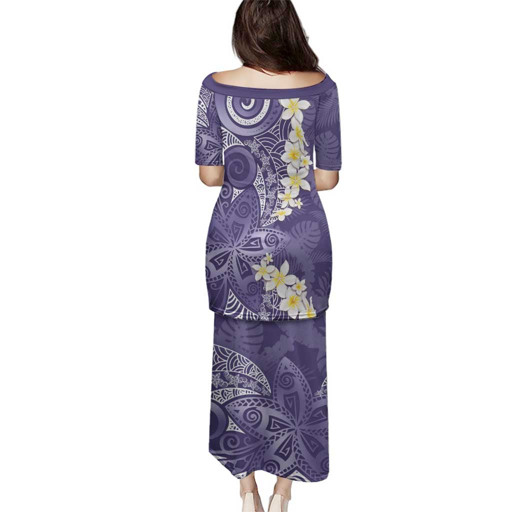 Violet Polynesian Tribal Frangipani Tropical Vibe Family Matching Puletasi and Hawaiian Shirt LT14 - Polynesian Pride