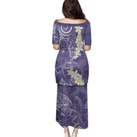 Violet Polynesian Tribal Frangipani Tropical Vibe Family Matching Puletasi and Hawaiian Shirt LT14 - Polynesian Pride