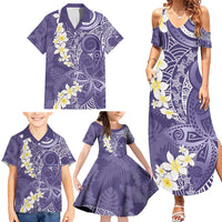 Violet Polynesian Tribal Frangipani Tropical Vibe Family Matching Summer Maxi Dress and Hawaiian Shirt LT14 - Polynesian Pride