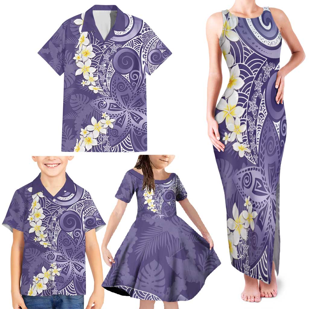 Violet Polynesian Tribal Frangipani Tropical Vibe Family Matching Tank Maxi Dress and Hawaiian Shirt LT14 - Polynesian Pride
