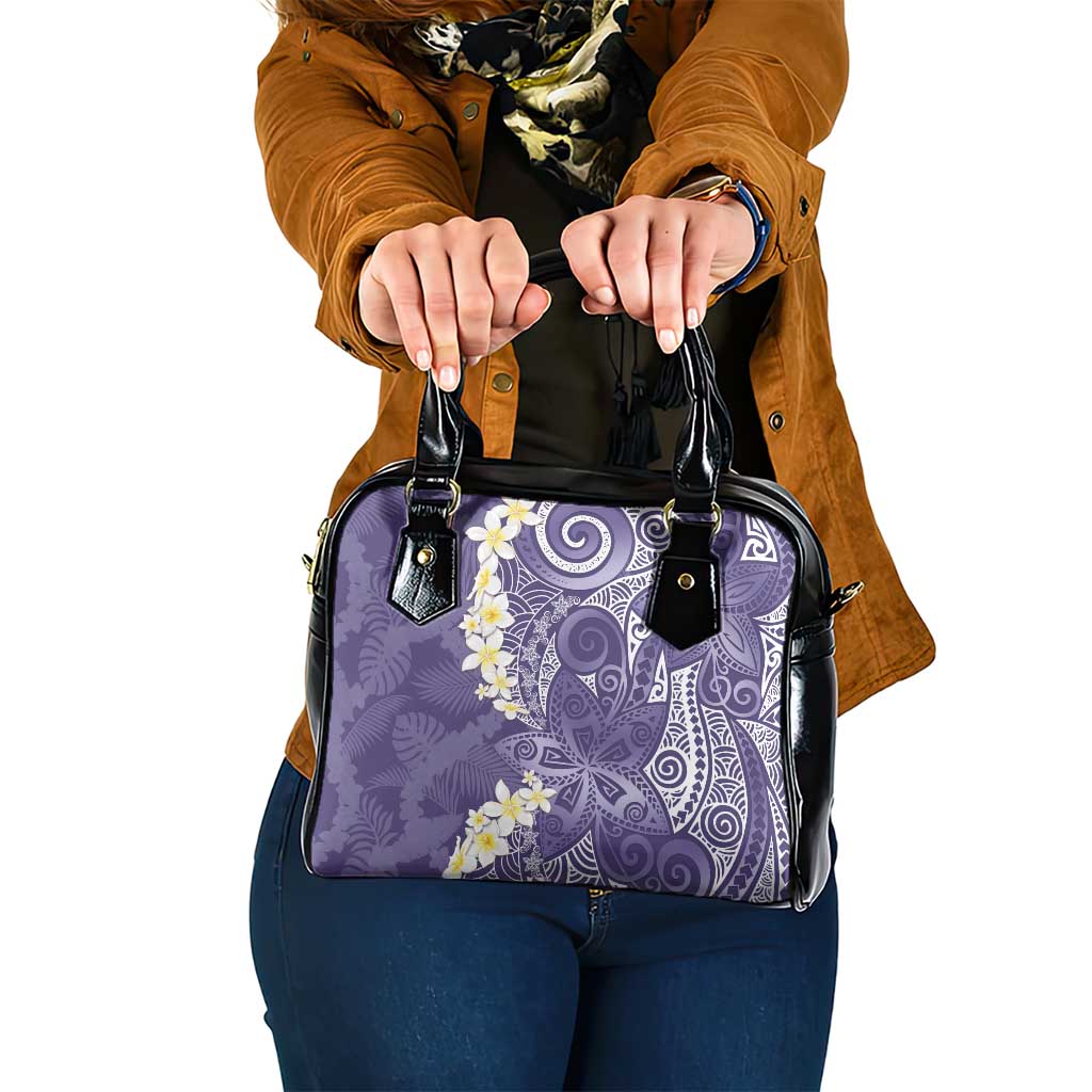 Violet Polynesian Tribal Frangipani Tropical Vibe Shoulder Handbag LT14 One Size Violet - Polynesian Pride