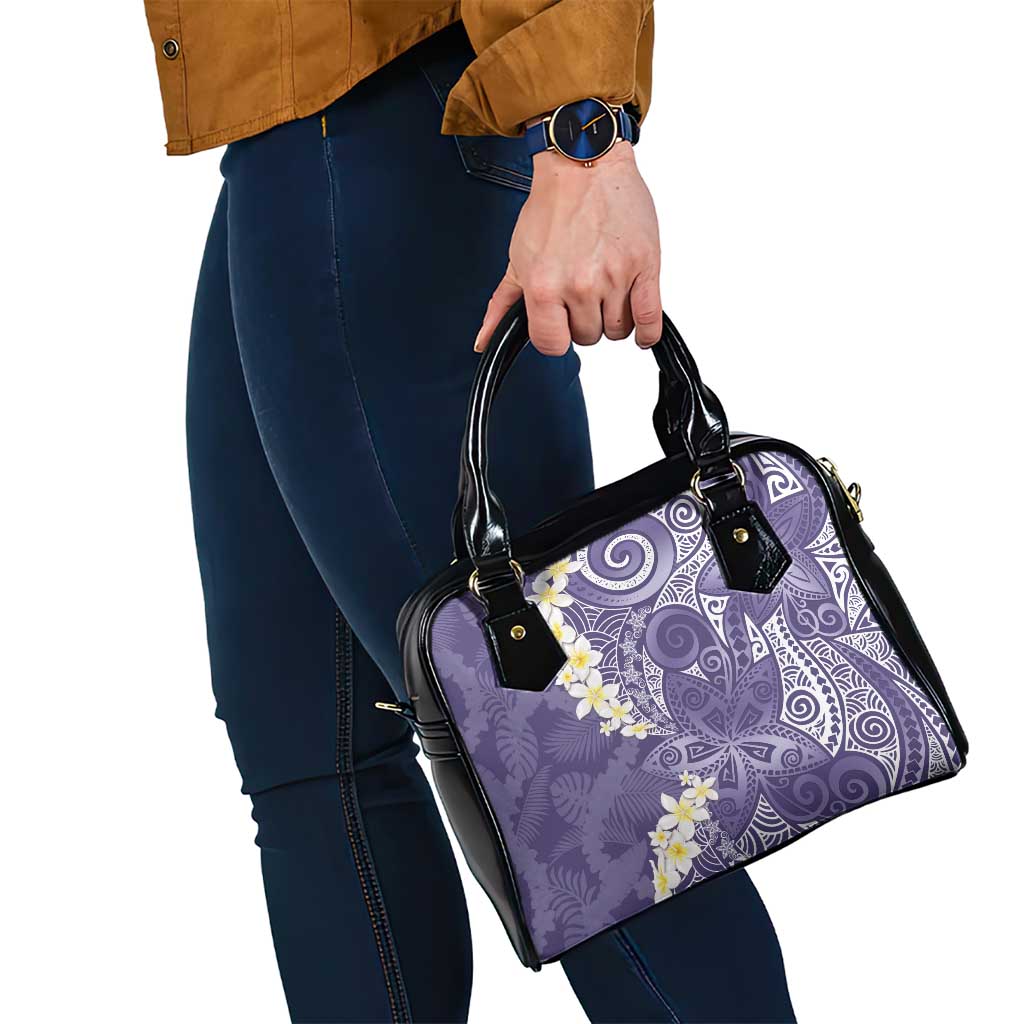 Violet Polynesian Tribal Frangipani Tropical Vibe Shoulder Handbag LT14 - Polynesian Pride