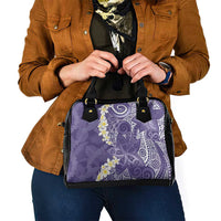 Violet Polynesian Tribal Frangipani Tropical Vibe Shoulder Handbag LT14 - Polynesian Pride