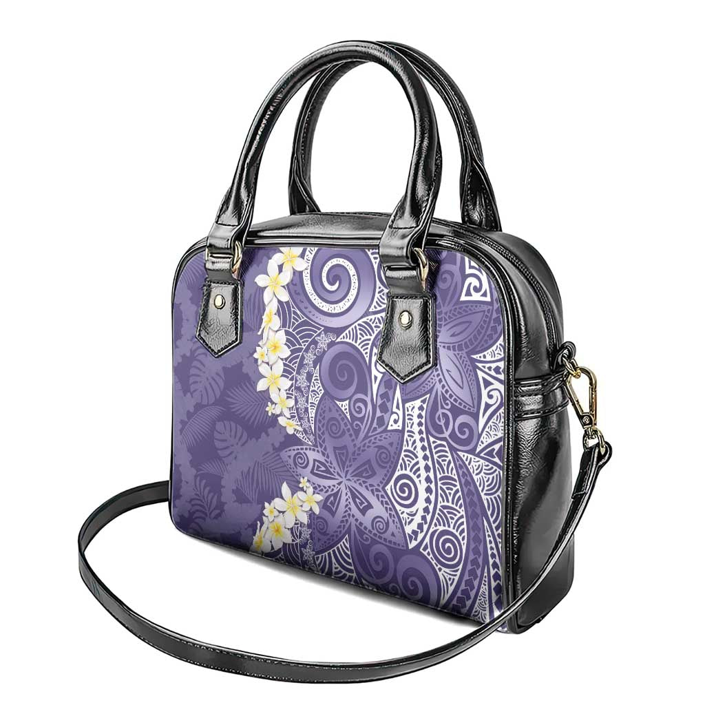 Violet Polynesian Tribal Frangipani Tropical Vibe Shoulder Handbag LT14 - Polynesian Pride