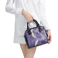 Violet Polynesian Tribal Frangipani Tropical Vibe Shoulder Handbag LT14 - Polynesian Pride