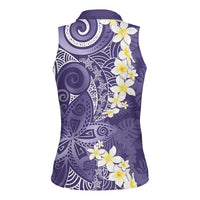 Violet Polynesian Tribal Frangipani Tropical Vibe Women Sleeveless Polo Shirt LT14 - Polynesian Pride