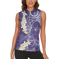 Violet Polynesian Tribal Frangipani Tropical Vibe Women Sleeveless Polo Shirt LT14 - Polynesian Pride