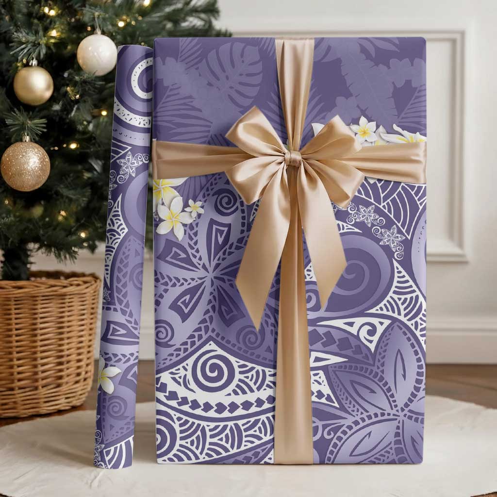 Violet Polynesian Tribal Frangipani Tropical Vibe Wrapping Paper - Polynesian Pride