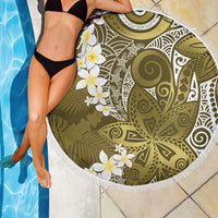 Gold Polynesian Tribal Frangipani Tropical Vibe Beach Blanket