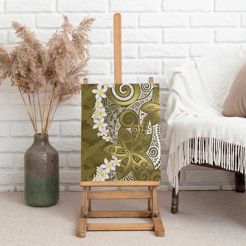 Gold Polynesian Tribal Frangipani Tropical Vibe Canvas Wall Art